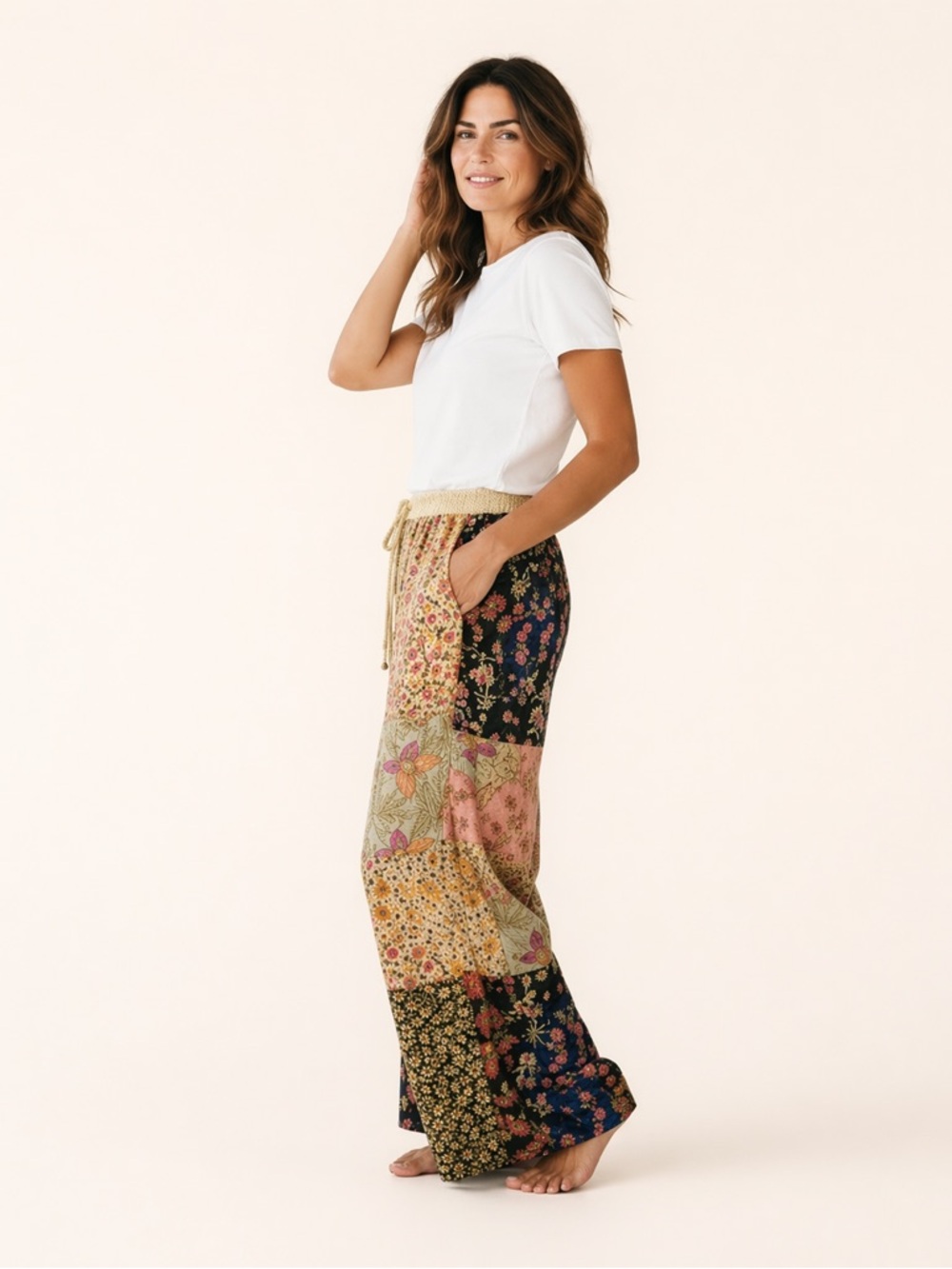 Young Threads Patchwork Floral Wide Leg Pants - Picture 3 of 3